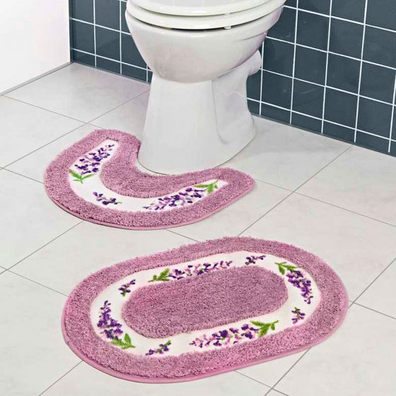 Tapis contour wc TDB. SONIA 50x45 violet en acrylique 1000 g/m²