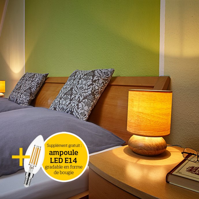 Lampe tactile aspect bois