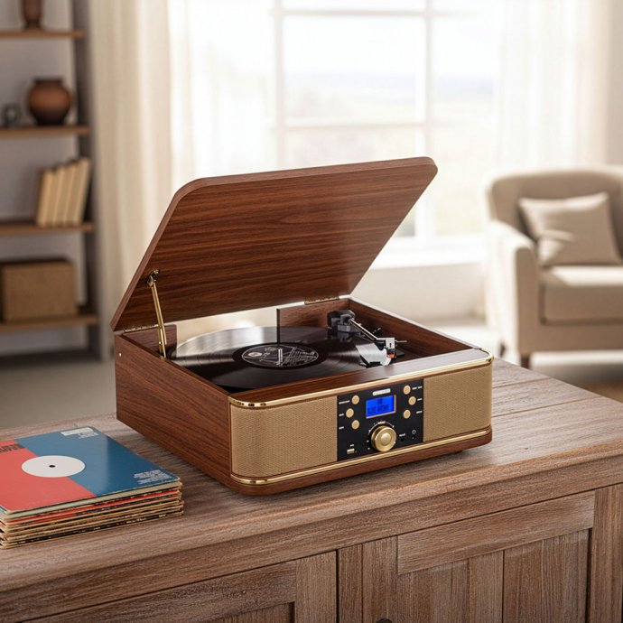 Tourne-disque rétro avec DAB+