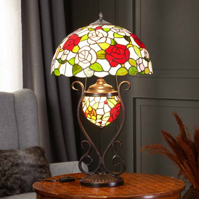 Lampe de table « Roses » style Tiffany