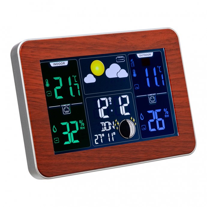 Station météo sans fil aspect bois