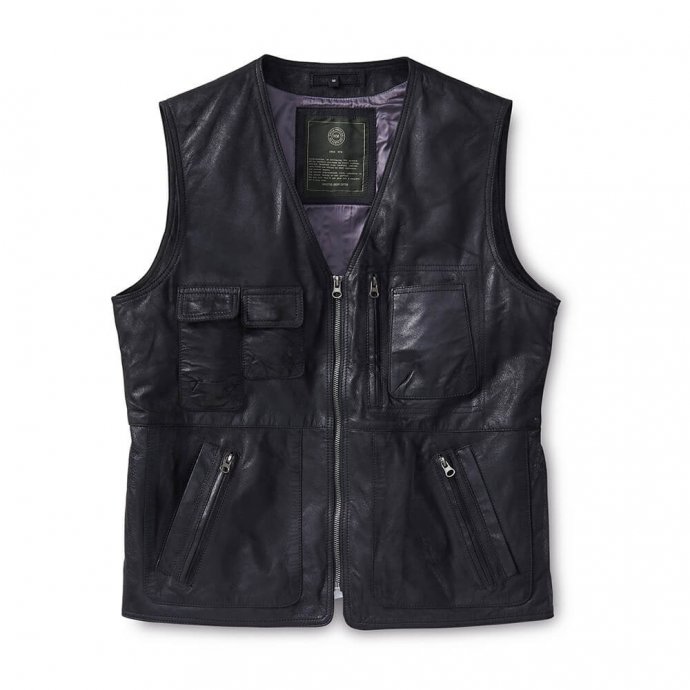 Gilet cuir multipoches