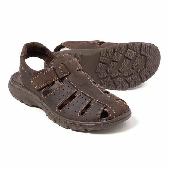 Sandales à velcro pour hommes 46 | Marron
