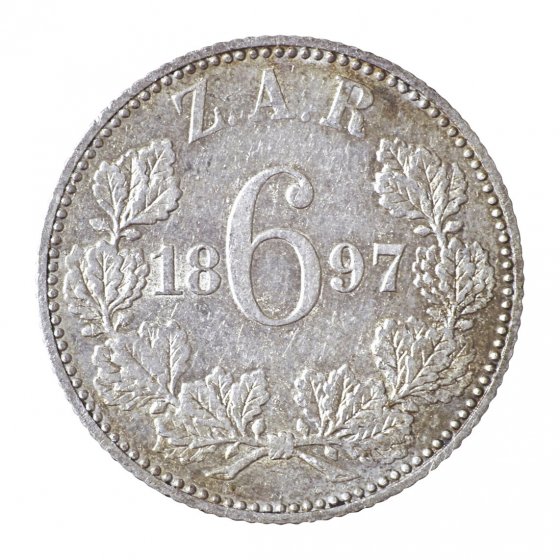 Pièce d’argent 6 Pence «Oom Krüger » 