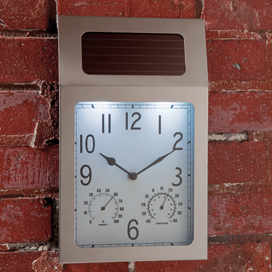 Horloge de jardin solaire 3 en 1