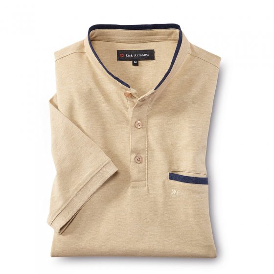 T-shirt maille piquée à col Mao