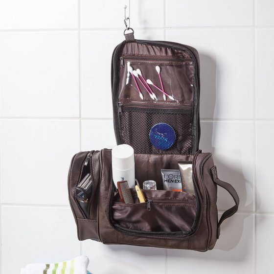 Trousse de toilette en cuir vachette