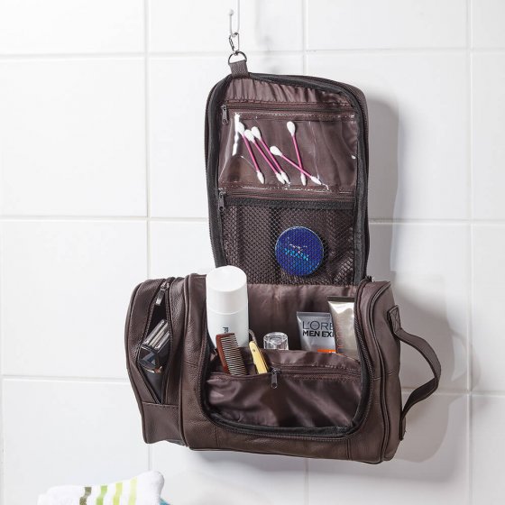 Trousse de toilette en cuir vachette 