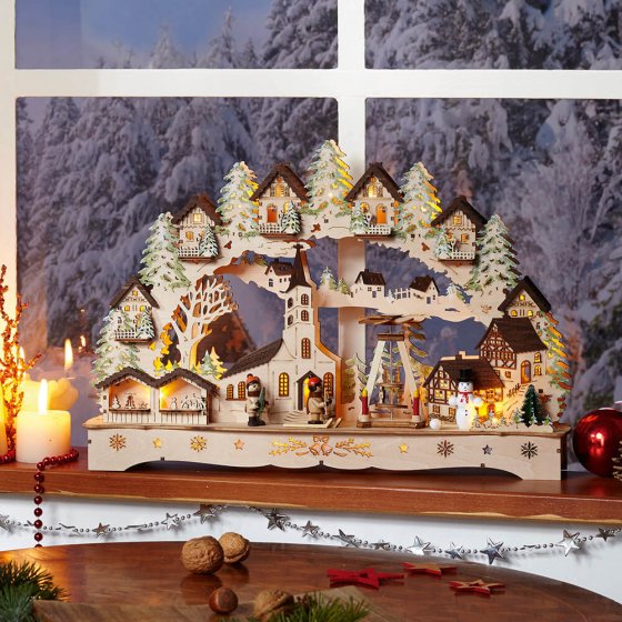 Arche lumineuse à LED "Église en hiver"