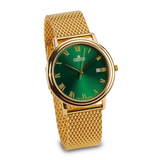 Montre homme plaquée or "Green Baron II"