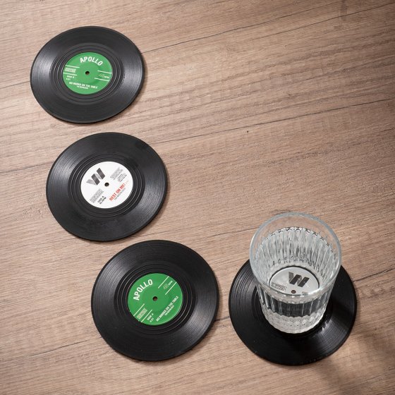 SET DE 4 DESSOUS-DE-VERRE VINYLE « RECORDS » 