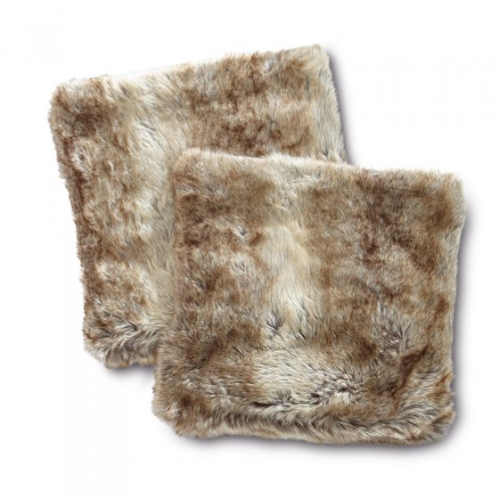 Housses de coussin en fausse fourrure aspect « loup » Lot de 2  