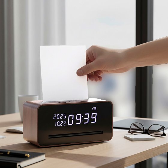 Destructeur de documents de bureau avec horloge 