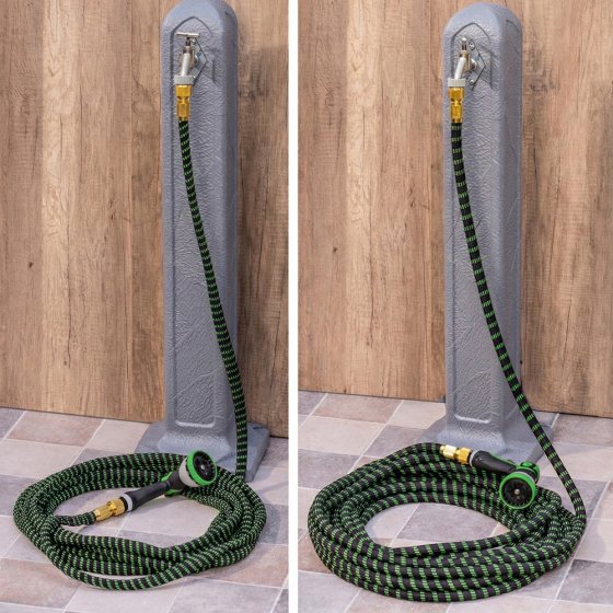 Tuyau d'arrosage extensible avec raccords rapides 