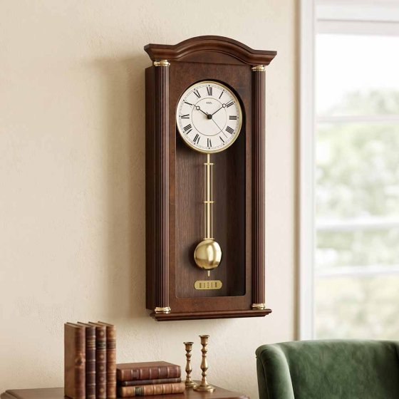 Horloge à pendule radiocommandée en bois 