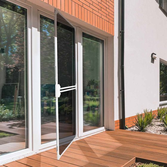 Moustiquaire télescopique pour portes de balcon et de terrasse, blanche 
