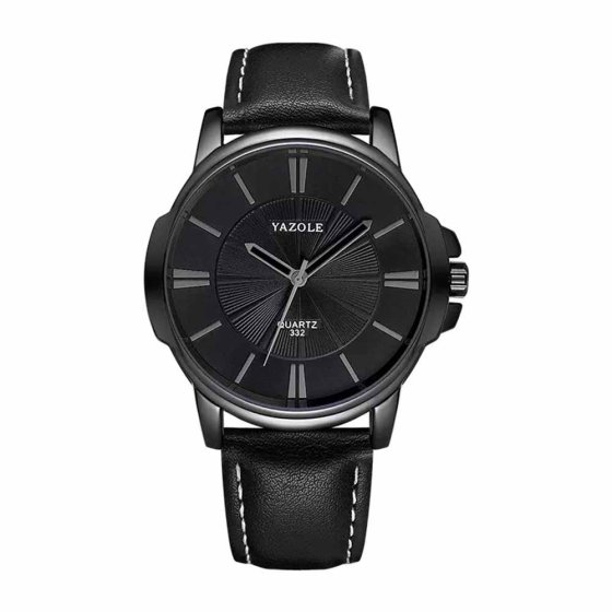 Montre pour homme avec bracelet en cuir noir 