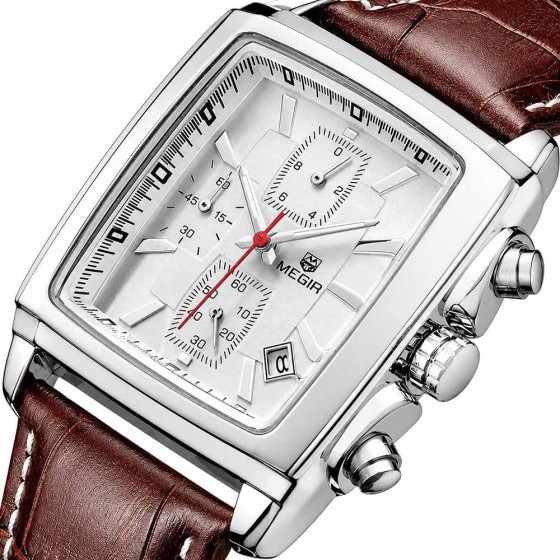 Montre rétro pour homme avec bracelet en cuir 