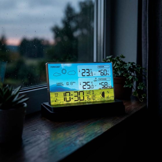 Station météo sans fil sans cadre avec écran couleur 