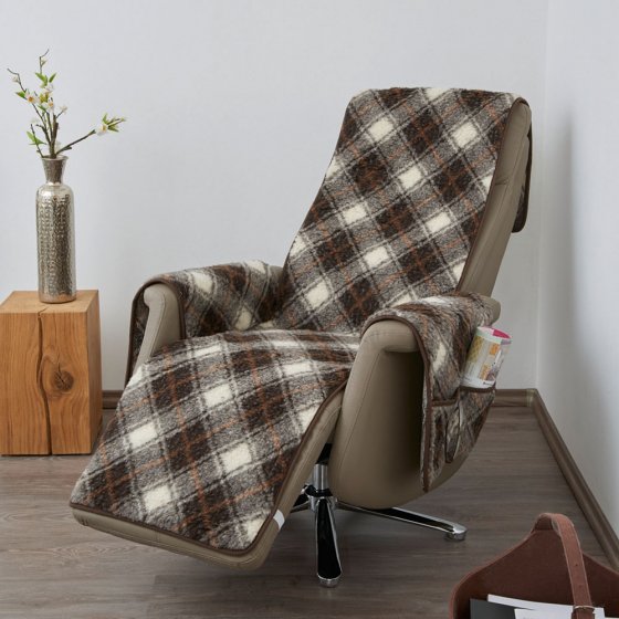 Jeté de fauteuil en laine vierge, avec repose-pieds