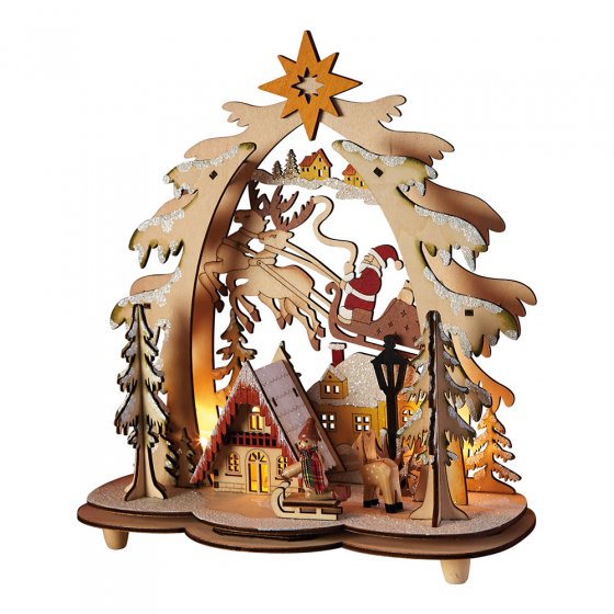 Arche en bois illuminée "Idylle de Noël"