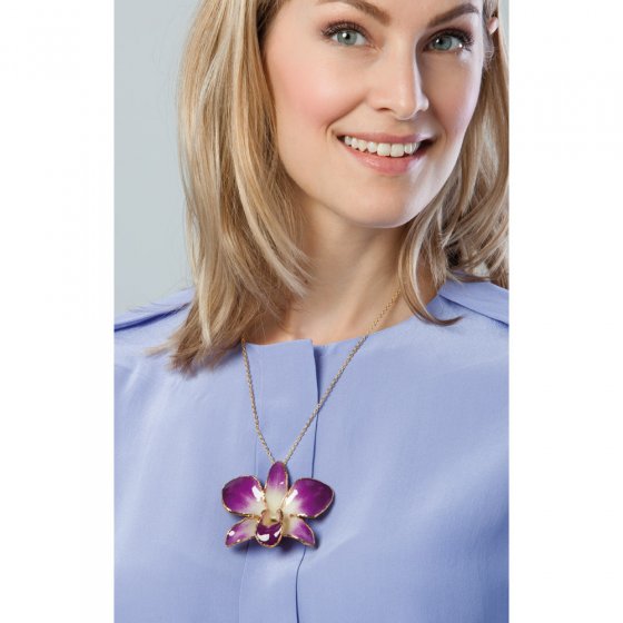 Collier à véritable fleur d'orchidée 