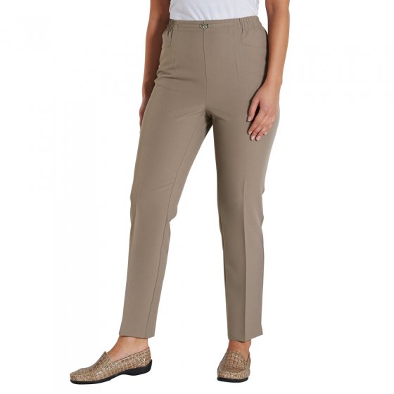 Pantalon à ceinture élastiquée et fermoir décoratif