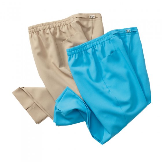 Pantalon 7/8 à ceinture élastiquée et fermoir décoratif 