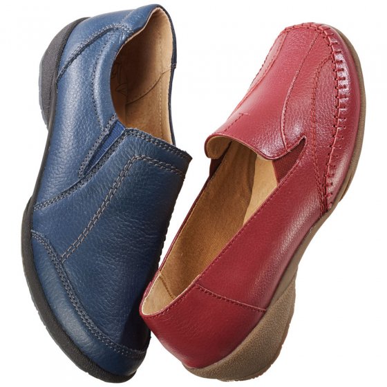 Mocassins en cuir avec soufflet stretch 