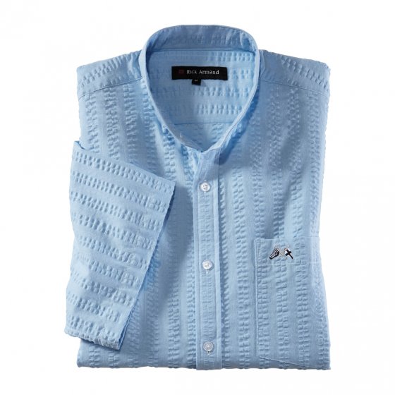 Chemise seersucker col officier 