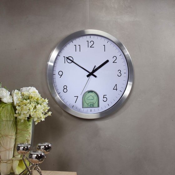 Horloge murale radio-pilotée avec station météo
