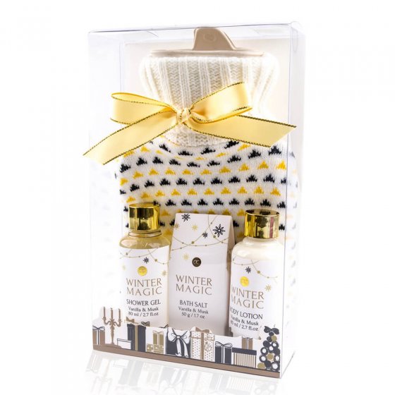 Ensemble de produits de beauté avec bouillotte