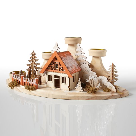 Bougeoir Couronne De L'Avent En Métal Et Bois - Pour Bougie Chauffe-plat De 3,8 Cm - Décoration De Noël