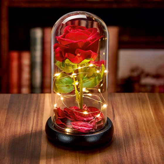 Rose éternelle sous verre 