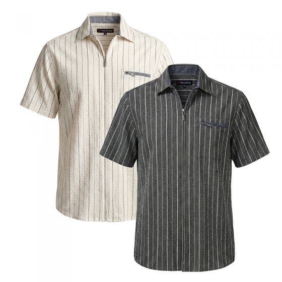 Chemise en seersucker avec fermeture éclair 