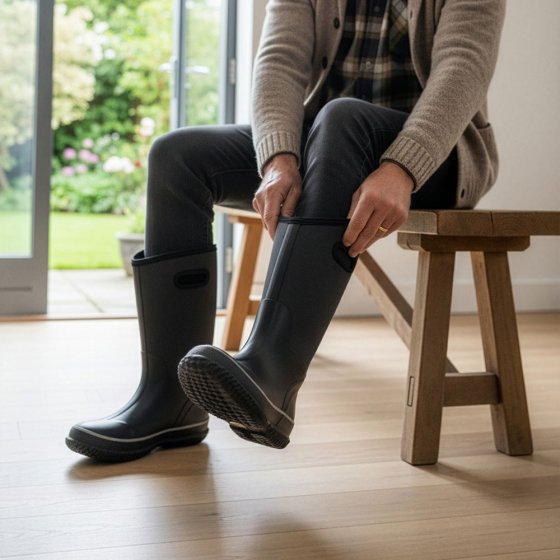 Bottes en caoutchouc néoprène avec aide à l'enfilage 