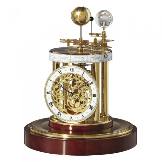 Pendule astrolabe laiton/acajou