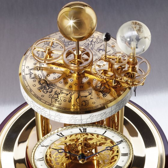 Pendule astrolabe laiton/acajou 