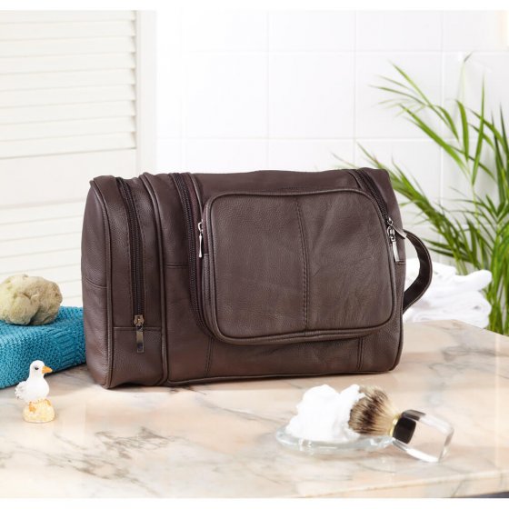 Trousse de toilette en cuir vachette 