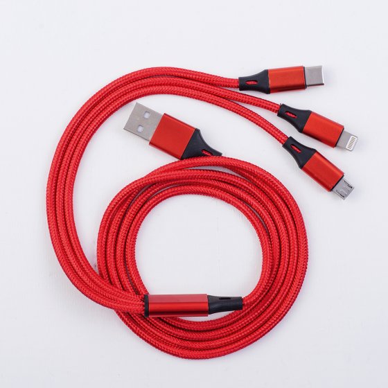 Câble de charge USB 3 en 1 Rouge