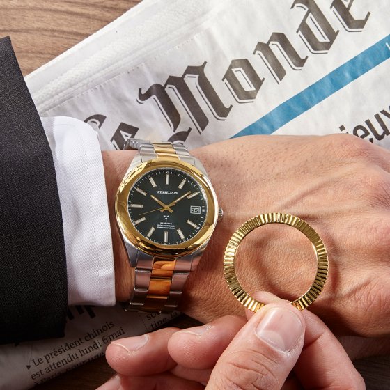 Montre solaire radiopilotée avec lunette interchangeable 
