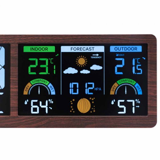 Station météo numérique avec horloge radio-pilotée "Bois" 