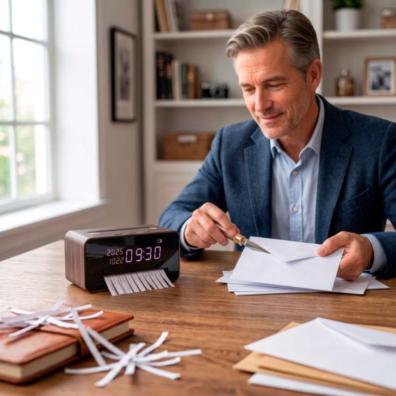 Destructeur de documents de bureau avec horloge 