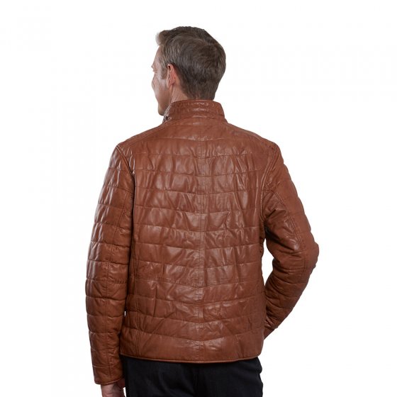 Veste surpiquée en cuir nappa 