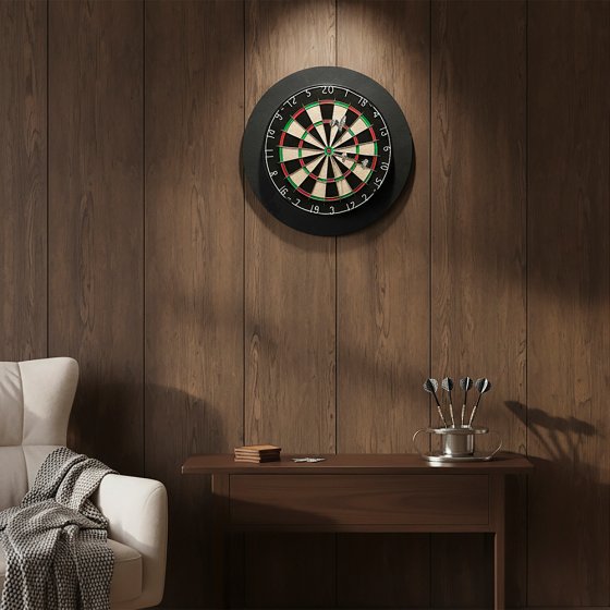 Cible de fléchettes en sisal avec anneau de protection mural 