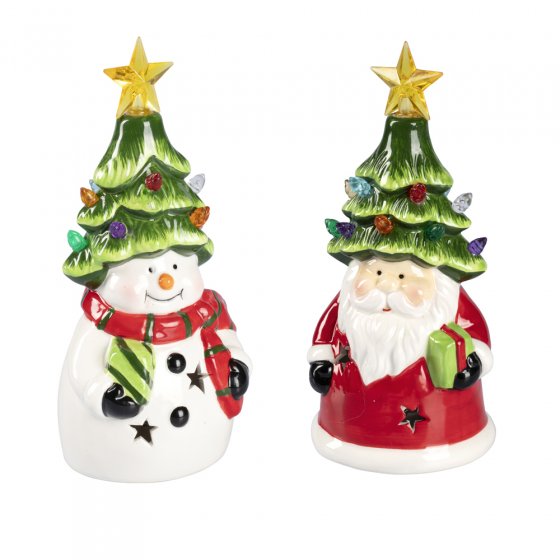 Père Noël et bonhomme de neige à LED 