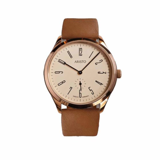 Montre pour homme rose avec bracelet en cuir 