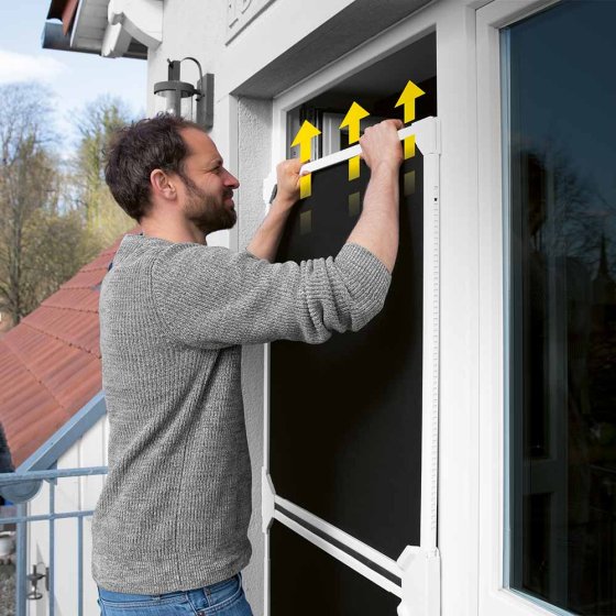 Moustiquaire télescopique pour portes de balcon et de terrasse, blanche 
