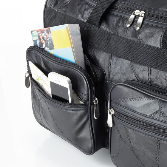 Valise trolley en cuir véritable