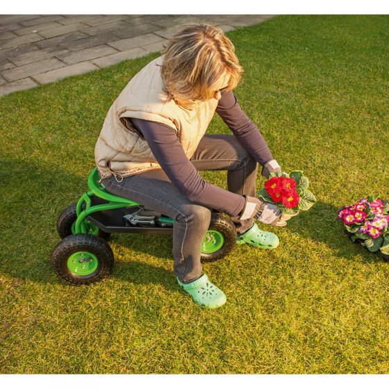 Siège de jardinage mobile avec bac de rangement 